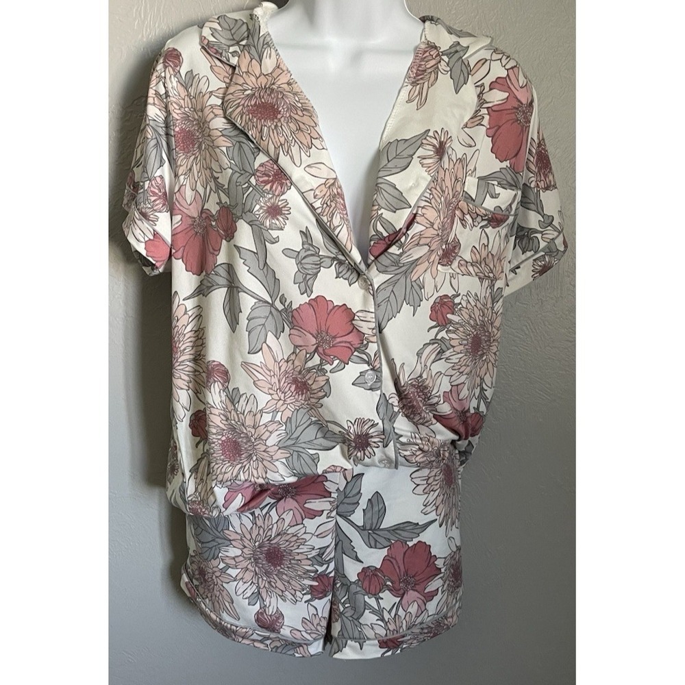 BCBGMAXAZRIA 2 Piece Pajama Set Womens Large Floral Short, Shirt‎